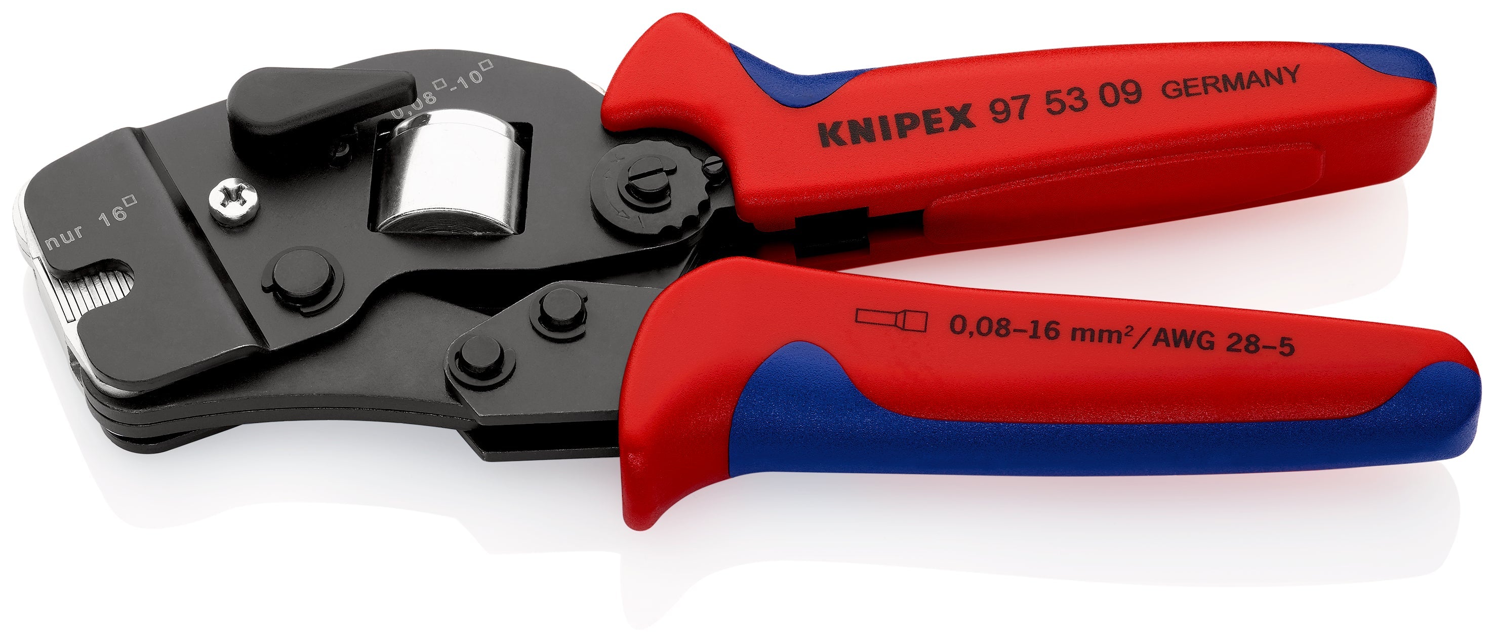 97 53 09 | Self-Adjusting Front-Loading Crimping Pliers (Square Crimp) | Multi-Component Handle | Burnished Head - 190mm