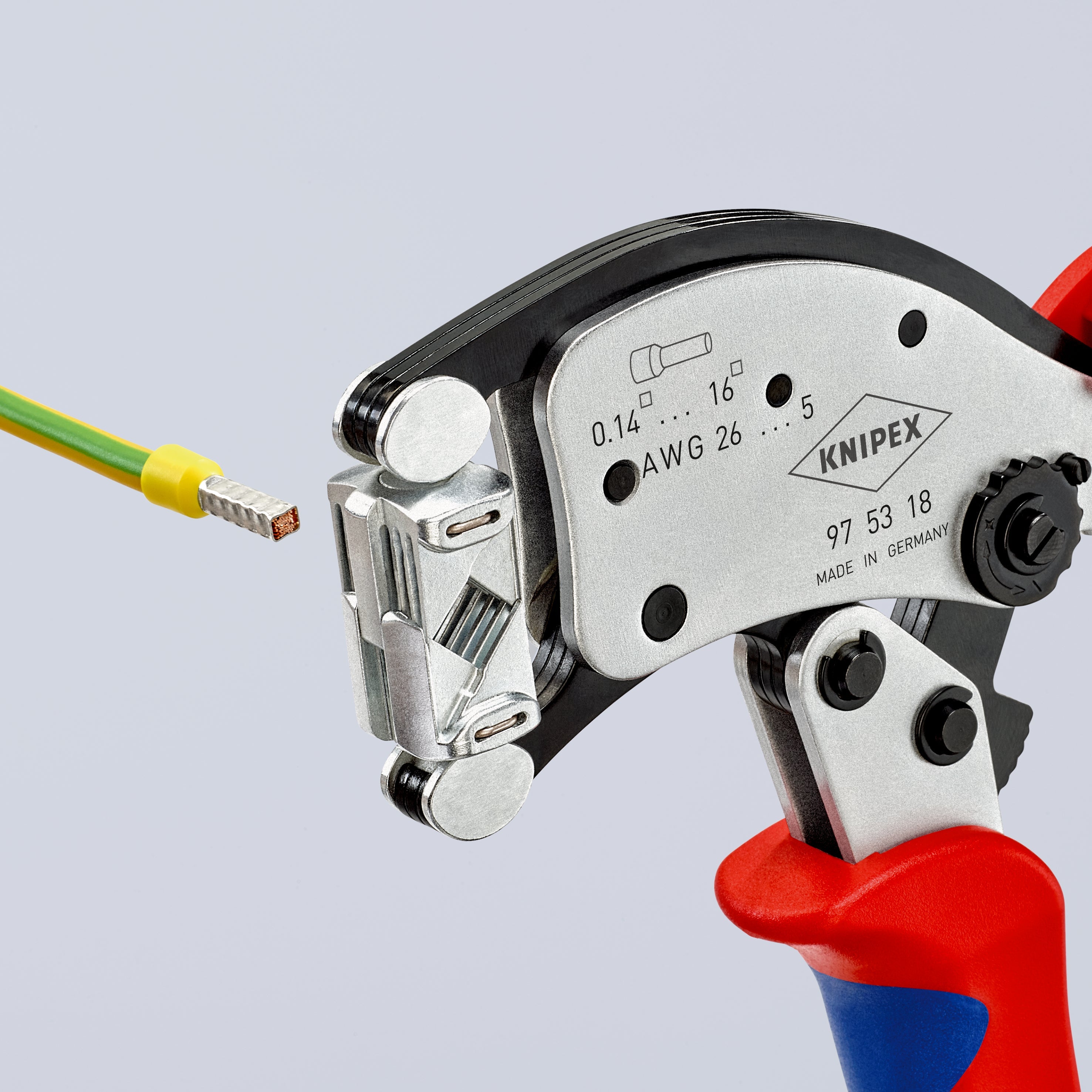 97 53 18 SB | Twistor®16 Self-Adjusting Crimping Pliers | Multi-Component Handle | Chrome Plated - 200mm