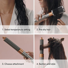 Dyson Airwrap Multi-Styler & Dryer Bright Nickel & Copper Complete Long HS05 with 2 Years Dyson Warranty