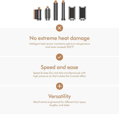 Dyson Airwrap Multi-Styler & Dryer Bright Nickel & Copper Complete Long HS05 with 2 Years Dyson Warranty