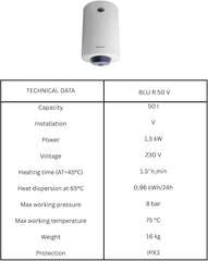 Ariston® 50L Vertical Water Heater BLUR-50V with 5 Years Warranty, Express Installation Available