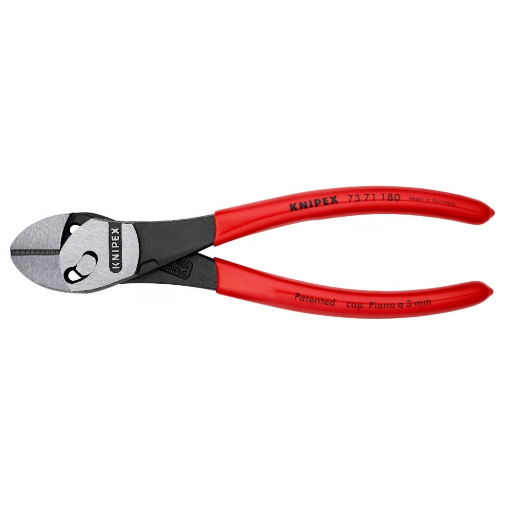 Knipex | 73 71 180 | TwinForce® High-Leverage Diagonal Cutter | Plastic Coated Handle | Black Atramentized - 180mm