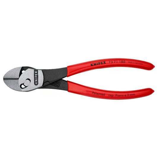 Knipex | 73 71 180 | TwinForce® High-Leverage Diagonal Cutter | Plastic Coated Handle | Black Atramentized - 180mm