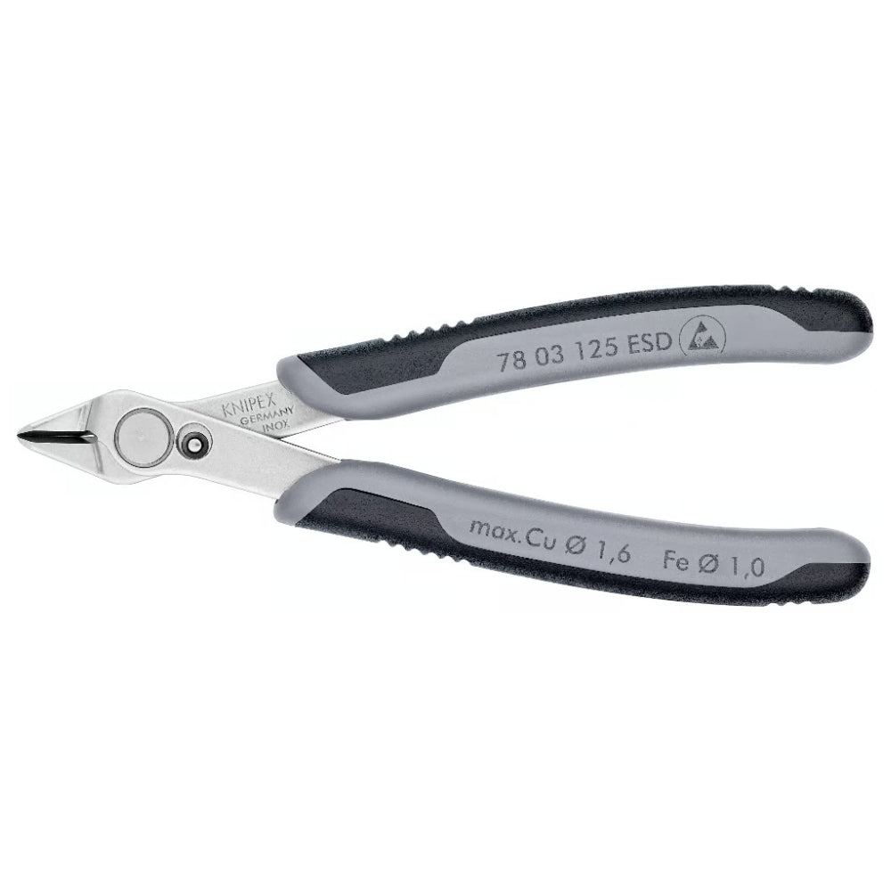 Knipex | 78 03 125 ESD SB | Electronics Super Knips® | Multi-Component Handle | Polished Head / INOX Steel - 125mm