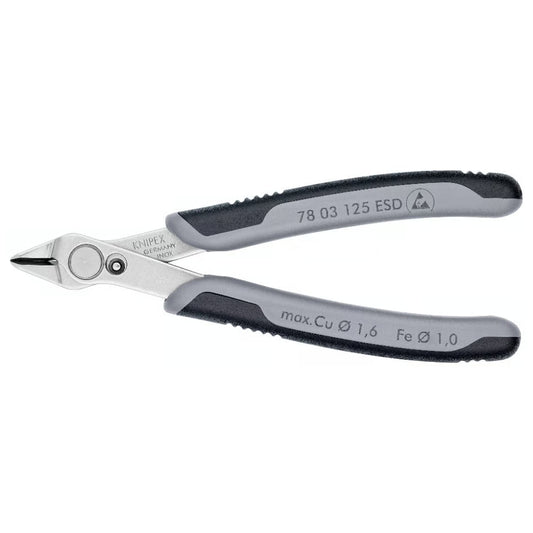 Knipex | 78 03 125 ESD SB | Electronics Super Knips® | Multi-Component Handle | Polished Head / INOX Steel - 125mm