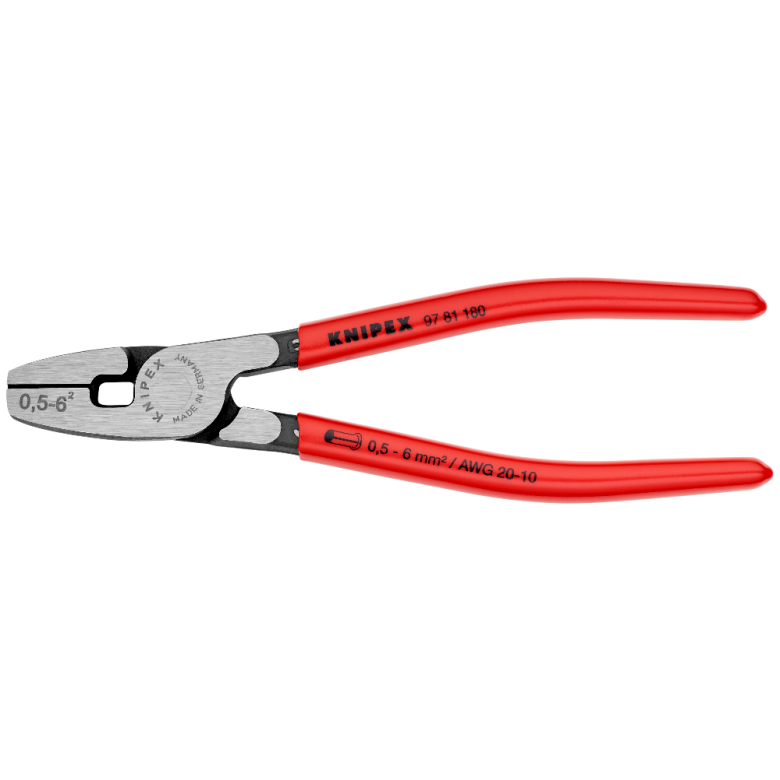 97 81 180 | Front-Loading Crimping Pliers | Coated Handle | Polished Head - 180mm