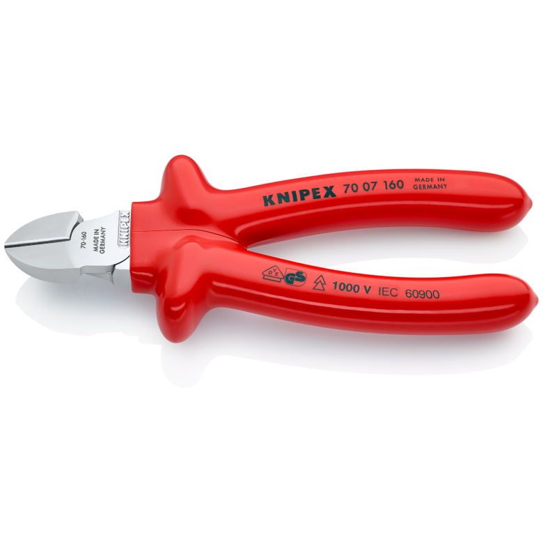 70 07 160 | VDE Diagonal Cutter | Dipped Insulation Handle | Chrome Plated - 160mm
