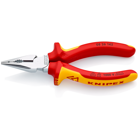 08 26 Series | VDE Needle-Nose Combination Pliers | Multi-Component Handle | Chrome Plated - (Various Sizes)