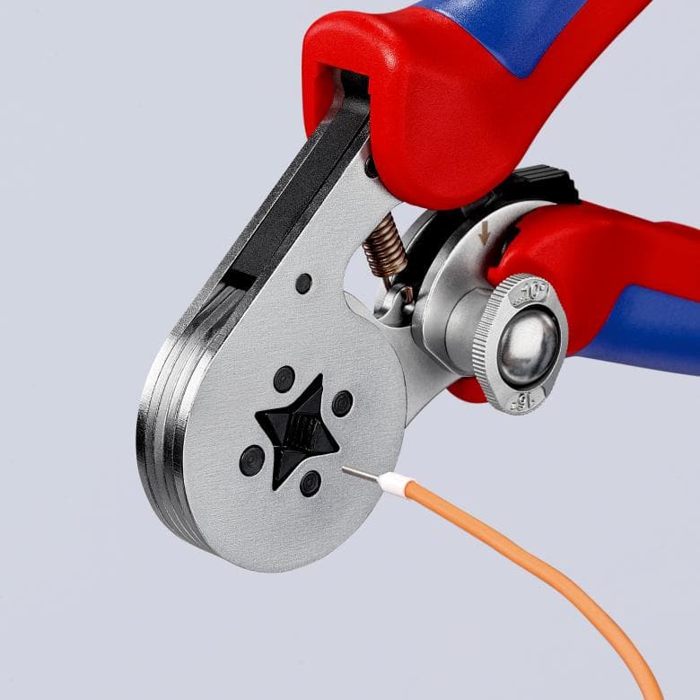 Knipex | 97 55 04 SB | Self-Adjusting Crimping Pliers (Square Crimp) | Multi-Component Handle | Chrome Plated - 180mm
