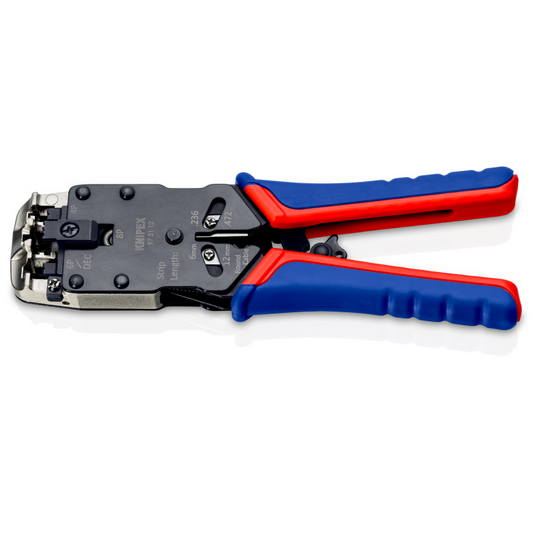 Knipex | 97 51 12 SB | Crimping Pliers for RJ10 / RJ11 / RJ12 + RJ45 Western Plugs | Multi-Component Handle - 200mm (Copy)