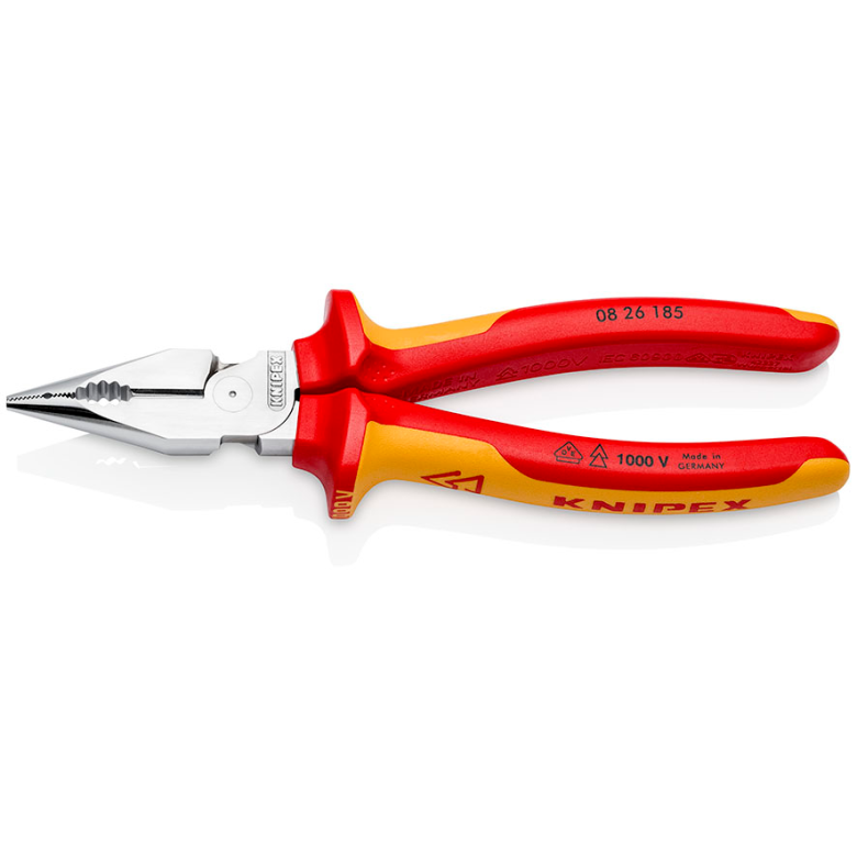 08 26 Series | VDE Needle-Nose Combination Pliers | Multi-Component Handle | Chrome Plated - (Various Sizes)