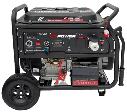 KT Power 8.5 kW Tri-Fuel Portable Generator, Emergency Power Backup Reliable Electric Power Source for Villas, Construction Site and Outdoor