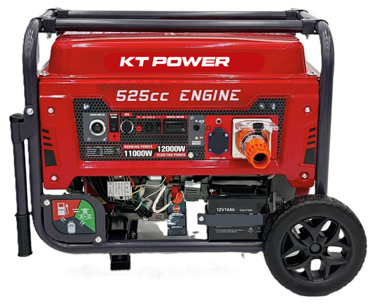 KT Power 12 kW Tri-Fuel Generator Petrol/LPG/LNG, 525CC Engine for Villas, Construction Sites and Outdoor Use