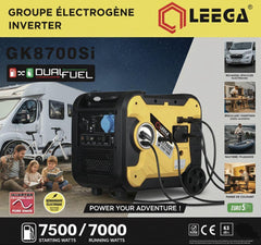 Leega 7.5 kW Silent Inverter Generator, Duel Fuel, 7.5 Hours Run Time Portable Mini Generator for Home Use