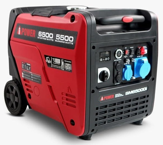 Ai Power SM6500Di 6500W Gasoline Silent Portable Inverter Generator, 50Hz, 230V, Push-Button and Remote Start for Home & Outddor Use