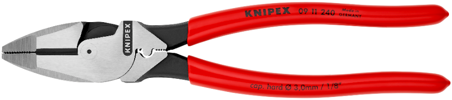 09 11 240 | "American" Linesman's Pliers | Plastic Coated Handle | Black Atramentized - 240mm