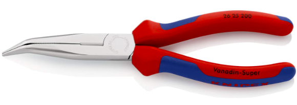 Knipex 26 25 200 | Snipe Nose Side-Cutting (Stork Beak) Bent Pliers | Comfort Handle | Chrome Plated - 200mm