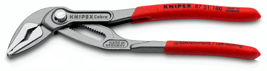 87 51 180 | Cobra® Extra-Slim Water Pump Pliers | Non-Slip Handle | Grey Atramentized - 180mm