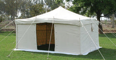 Arabic Luxury Style 4 x 4 Yards White Color Camping and Relief Tent with Wooden Sticks for Outdoors, Desert and Party