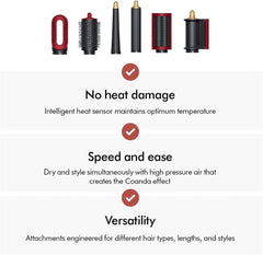 Dyson Airwrap i.d. Multi-Styler & Dryer Straight+Wavy Red Velvet & Gold HS08 with 2 Years Brand Warranty