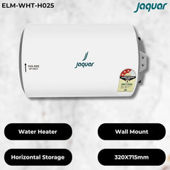 Jaquar Versa Manual E 30 Litres VME-WHT-H030 1.5 kW Horizontal Power Efficient Water Heater with 7 Years Warranty