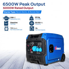 VTools 6500 Watt 15L Petrol Powered Portable Generator