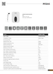 Milano Lorence 4.5 kW Instant Water Heater with 7 Years Warranty