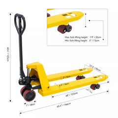 KT Plus Hand Pallet Truck, Loading Capacity 2500 KG, Fork Length 1100 mm for Warehouses Material Handling with 1 Year Warranty