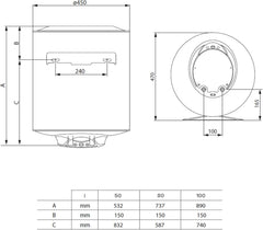 Ariston® 50L Vertical Water Heater PRO1R-50V with 7 Years Warranty, Express Installation Available