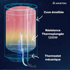 Ariston® 50L Vertical Water Heater PRO1R-50V with 7 Years Warranty, Express Installation Available