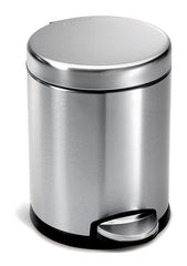 Caliber Stainless Steel Finish 5 Litre Recycle/Trash Bin, Round Step Waste Bin with Soft Close Lid, Durable Cantilever Foot Pedal Mechanism Steel Step Wastebasket, Without Buffer Garbage Container Bin