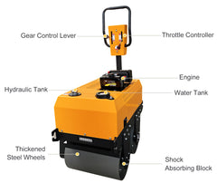 KT Power Double Drum Vibratory Road Roller Walk Behind 570KG 600mm 20KN Hydraulic Drive Asphalt Compactor