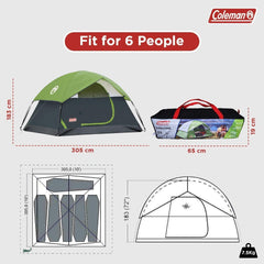 Coleman 6 Persons 305 x 305 cm Sundome 6 Camping Tent