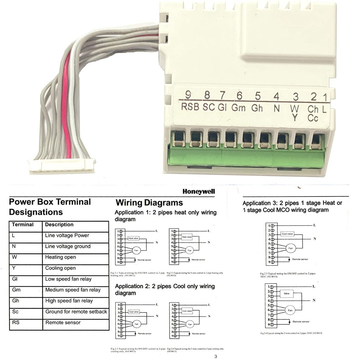 Honeywell Thermostat, T6861H2WG, 230V, Green Backlight