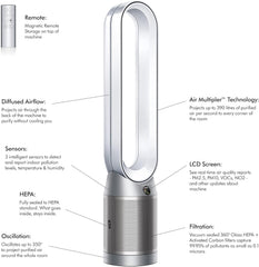 Dyson Cool Formaldehyde Air Purifier TP07, Wi-Fi Enabled, White & Silver Color with 2 Years Dyson Warranty