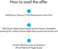 Dyson V12S Detect Slim Submarine Wet And Dry Hepa Filter Vacuum Cleaner, 1 Count, 350Ml, Yellow with 2 Years Dyson Warranty