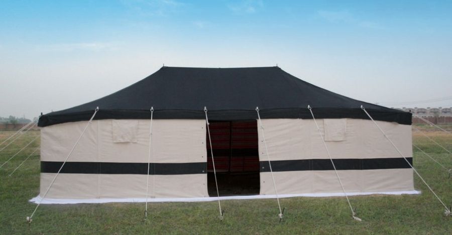 Arabic Style 8 x 5 Yards with Free Installation White & Black Luxury Camping Tent with Iron Sticks