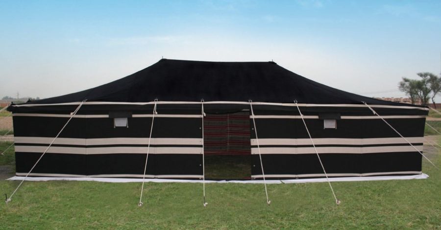 Arabic Style 5 x 10 Yards size with Free Installation Black & White Luxury Camping Tent with Iron Sticks